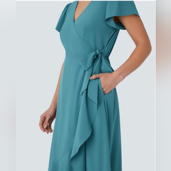 HALARA Asymmetrical Teal Dress - Picture 6 of 9